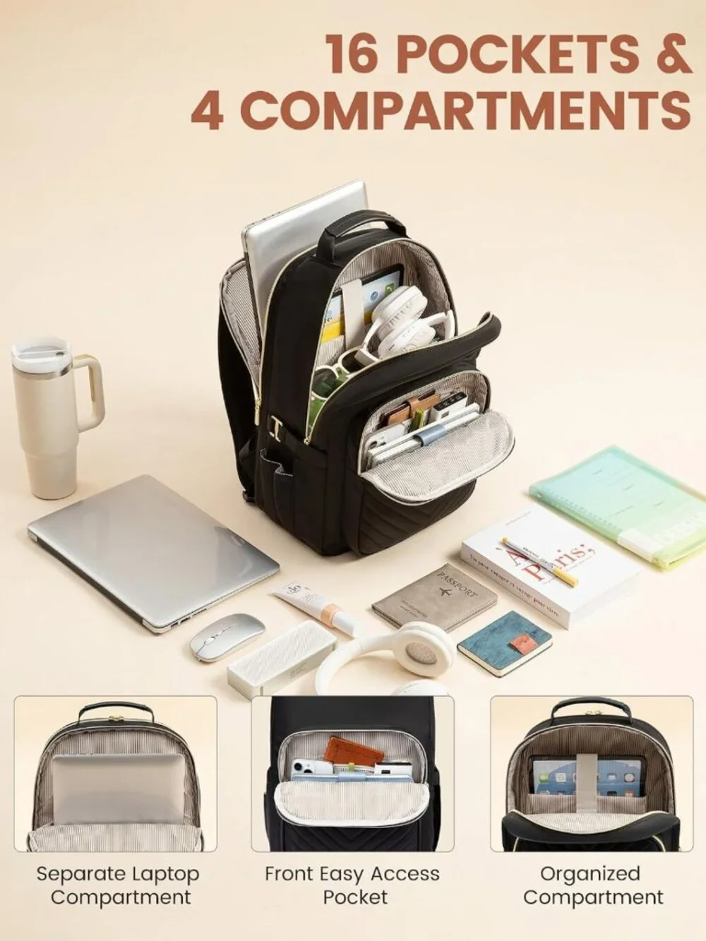 Stylish Quilted Laptop Backpack for Women | Work, Travel & College Bag